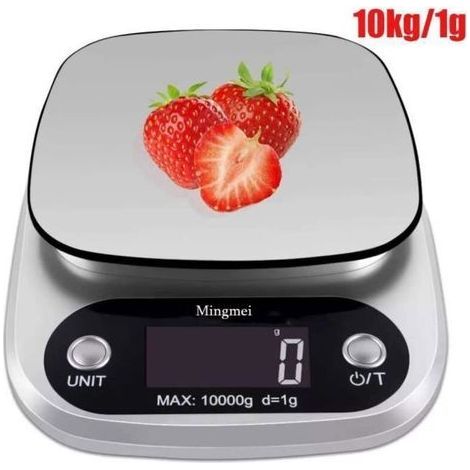 Digital Kitchen Scale - From 1g to 10kg - Stainless Steel - High Precision - With LCD Display and Battery Included (1/4)