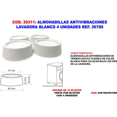 Patins anti-vibrations blancs pour lave-linge 4 unités réf. 36700