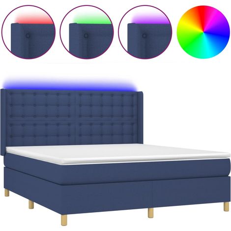 Maison Exclusive - Sommier à lattes de lit matelas et LED Bleu 180x200 cm Tissu (1/5)