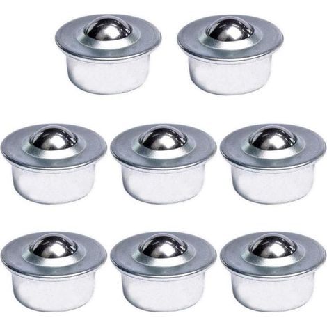 Lot de 8 roulettes à roulement à billes – Diamètre 5/8' – Charge max 15kg – Acier au carbone – Rotation 360° – Pour systèmes de transport (1/5)