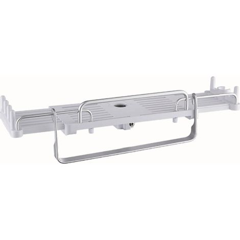 Étagère de douche télescopique améliorée avec porte-serviettes, sans perçage, coloris blanc (1/5)
