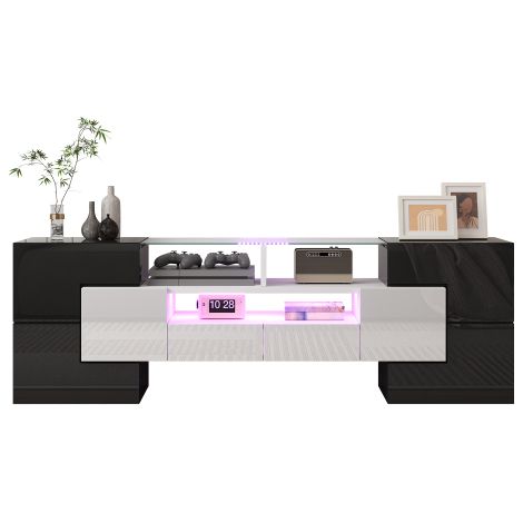 Meuble TV/meuble bas élégant. Éclairage LED, mobilier de salon. Design moderne. Plateau en verre élégant. (1/5)