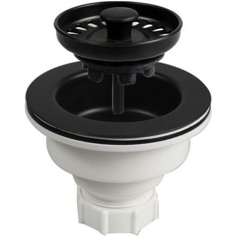 BONDE À Panier Noir pour ÉVIER DE Cuisine. Finition Mat. Qualité ABS Haute densité très résistant et Simple à Installer sur Tout Type et Style d'éviers - INOX, Résine, Quartz. Plastique et PP (1/4)