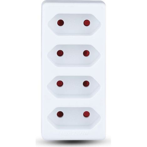 V-TAC Adattatore Multipresa con 4 Prese Frontali 10A e Spina Schuko Colore Bianco (1/5)