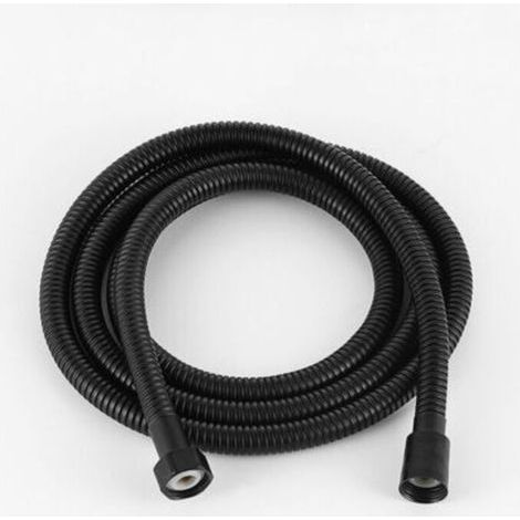 1-teiliger, 1,5 m langer, flexibler Duschschlauch aus Edelstahl, Messinganschlüsse, verdrehsicherer Duschkopfschlauch, flexibler Duschschlauch – Schwarz (1/5)