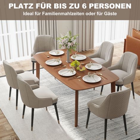 Table à manger champêtre, plateau verni en bois, dimensions 150x80 cm, teinte marron (1/4)