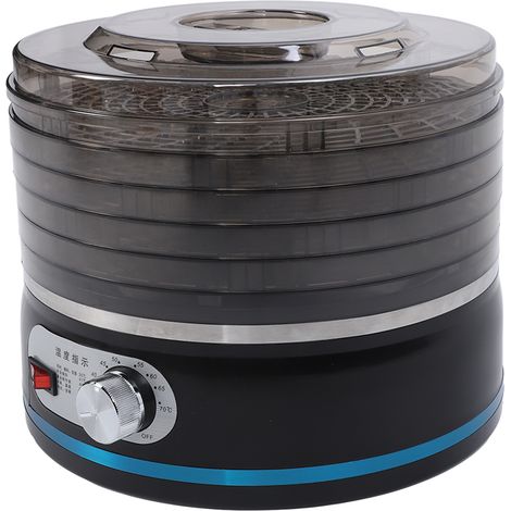 Déshydrateur alimentaire noir à 5 niveaux en PP et PS, température réglable, polyvalent, pour fruits, légumes, viande bovine, prise UE 220-240 V (1/5)