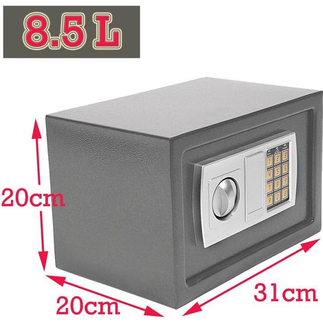 Digital Electronic Safe Box for Home Office Hotel Security Solid Steel with Keypad Lock and Spare Keys Secure 8.5L, Grey (1/5)