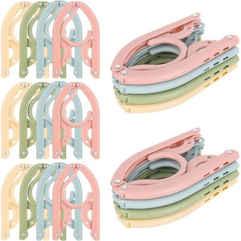 Set di 12 grucce appendiabiti, pieghevoli, antiscivolo, per cappotti, pantaloni e viaggi, resistenti e portatili, in plastica. (1/5)