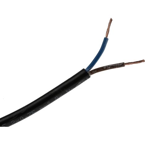 Câble d'alimentation RS PRO 2x0,75 mm², gaine PVC Noir, 100 ( Prix pour Bobine de 100 Mètres )