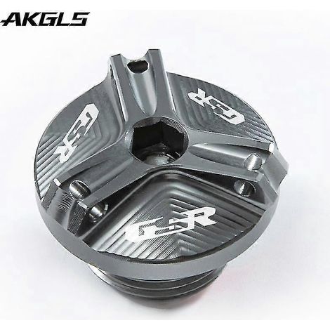 Accessoires pour motos Suzuki GSR 750, 400 et 600 : bouchon de réservoir d'essence et bouchon de remplissage d'huile moteur (gris). (1/5)