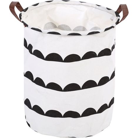 Panier à linge imperméable rond en coton pliable pour ranger jouets et vêtements (1/5)