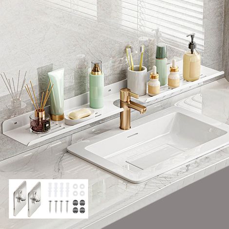 Etagère Murale Flottante - Acier Carbone - 70 x 10 x 2,5 cm - Pour Salle De Bains Couloir Cuisine Chambre - Sans Perçage Ou Avec Vis - Lot De 1 (1/5)
