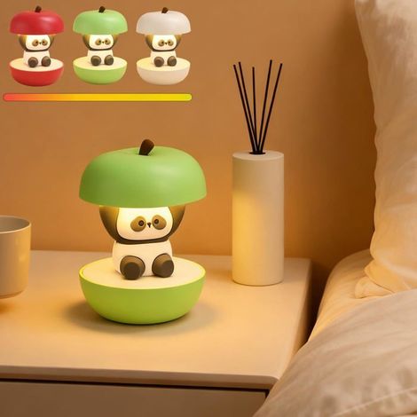 Veilleuse Panda Mignon dans une Pomme, Lampe LED Tactile Rechargeable par USB à 3 Niveaux de Luminosité, Veilleuse Kawaii pour Cha,o (1/5)