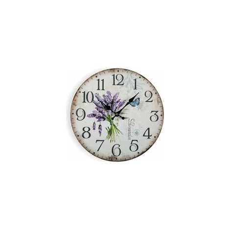 Horloge murale en bois couleur lavande (4 x 30 x 30 cm) (1/3)