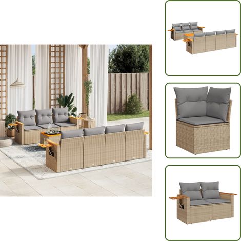 Rattan - vidaXL Set Divano da Giardino 8 pz con Cuscini Beige in Polyrattan - Poltrona in rattan