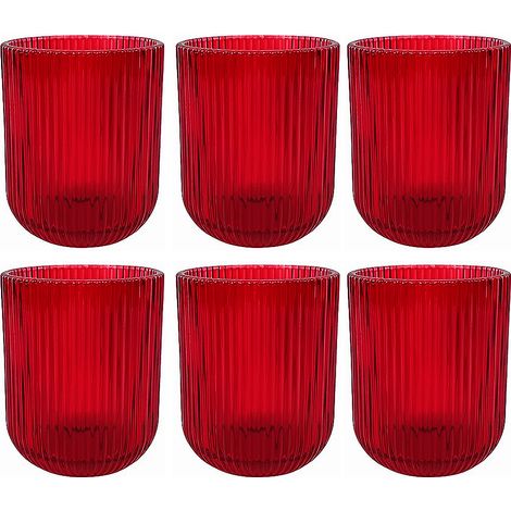 6 Bicchieri in vetro natalizio rosso decorazione natale per una tavola di natale rigati elegante festosa addobbi di casa cl27 idea regalo