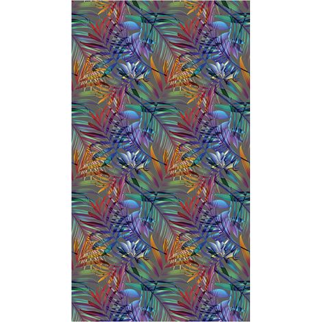 Foliage, rideau imprimé petits feuillages multicolore 140x245 cm, 1 pièce (1/2)