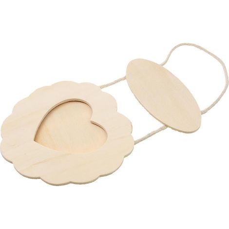 Cadres photo suspendus rustiques en bois en forme de cœur et de fleur, à faire soi-même (1/5)
