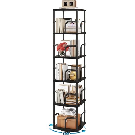 Bibliotheque Rotative à 5 Niveaux,Bibliotheque Angle,Noir TBC005B (1/5)
