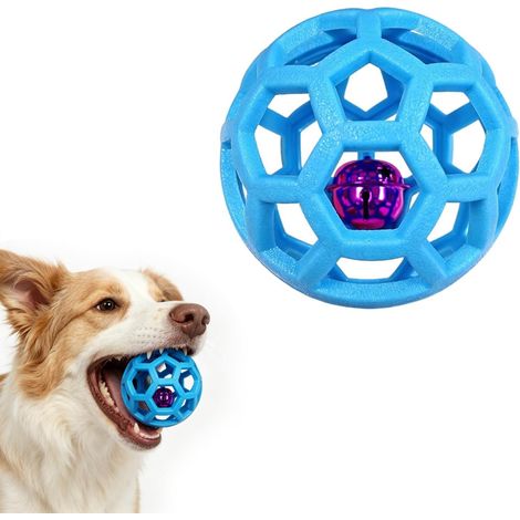 Balle pour chien avec clochette, balle à grille, jouet pour chien, balle indestructible et interactive, balle anti-stress pour chiens de petite et moyenne taille (1/5)