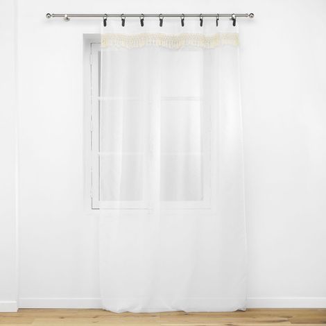 Rideau Voilage à Anneaux "Anissa" 140x240cm Blanc (1/4)