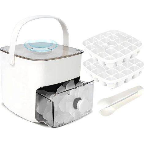 Machine à glaçons à pression avec couvercle et bac de récupération moule à glaçons réutilisable pour whisky cocktails blanc (1/5)