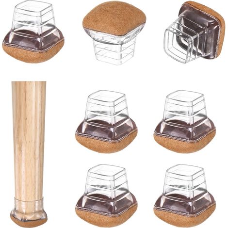 Lot de 8 protège-sols en feutre et silicone pour pieds de chaise - 1,4 à 1,9 cm - Protection planchers bois dur et carrelage - Housses antidérapantes (1/5)