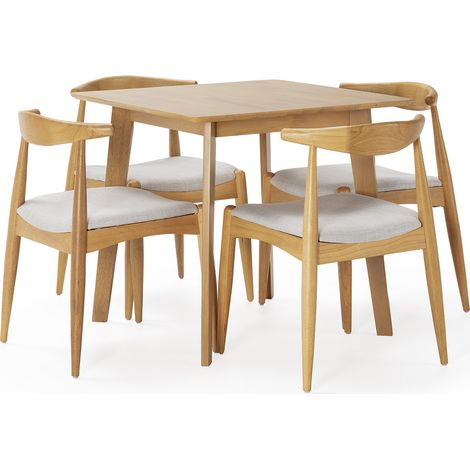 Set tavolo 80x80 cm e 4 sedie da pranzo Corzo Rovere