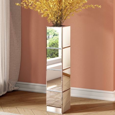 27.5in Modern Glam Mirrored Geometric Floor Vase - Tall Decorative Vase for Living Room, Entryway, Home Accent (1/5)