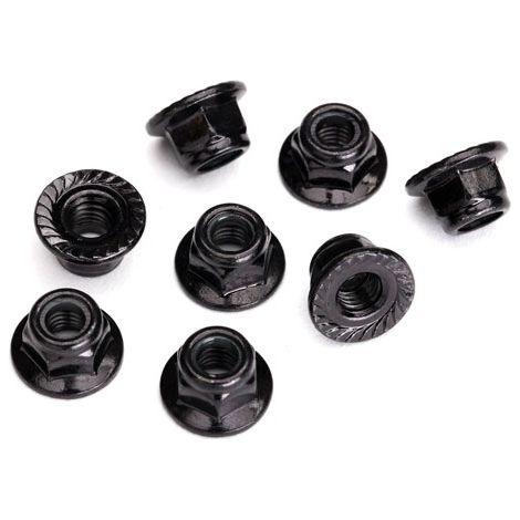 5 mm Black Flanged Serrated Steel Lock Nuts (10)