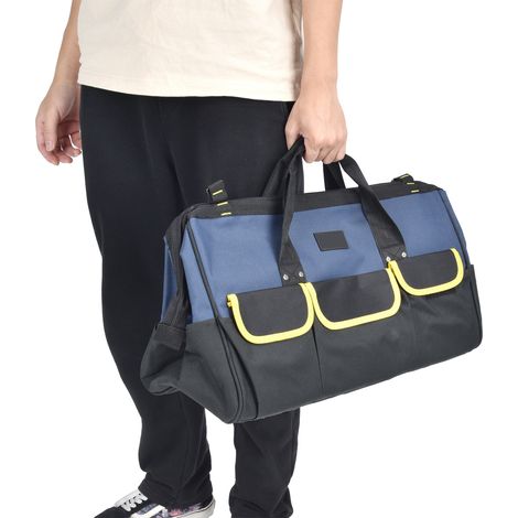 Werkzeugtasche aus Oxford-Canvas, multifunktionale Werkzeugtasche für Elektriker und Reparaturarbeiter, große Größe, aus dickem Canvas, wasserdicht und mit Gummiboden. (1/5)