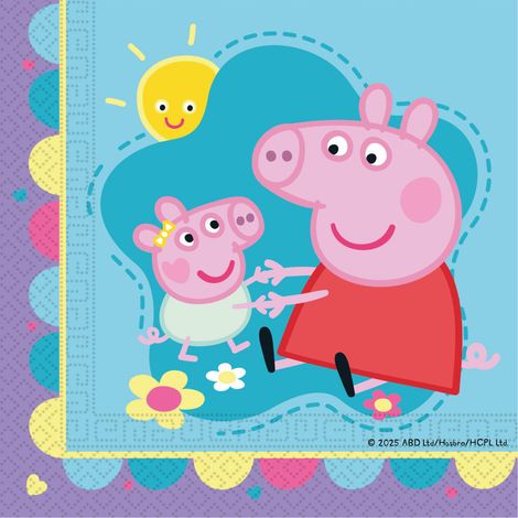 PROCOS PEPPA PIG EVIE LOT DE 20 SERVIETTES EN PAPIER DOUBLE ÉPAISSEUR 33 X 33 CM 98420