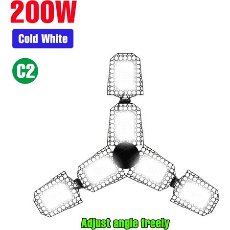 Lampes de croissance pour plantes Ampoule LED 200 W blanc froid (C2 200 W, culot E27/E26) pour garage, plafonnier, spot 110 V, éclairage pour maison, entrepôt, parking ou sous-sol. (1/5)