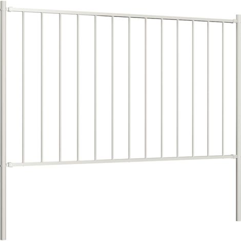 Panneau de clôture poteau Acier enduit poudre 1,7x0,75 m Blanc CFW2941240 (1/4)