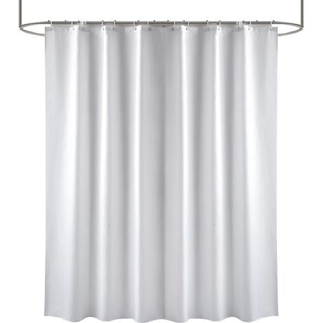 Tenda da doccia resistente e impermeabile in tessuto a tinta unita, dimensioni standard 180 x 230 cm, disponibile nei colori nero, bianco, grigio, marrone e blu. (1/2)