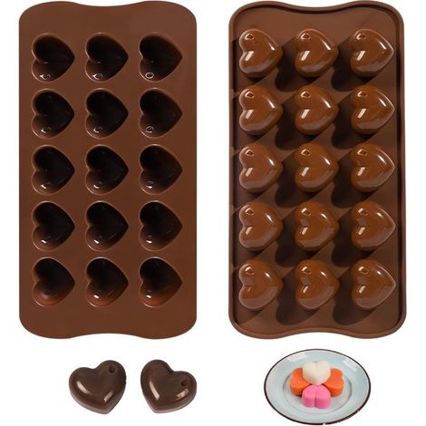 Dailygoody - Schokoladenform - Silikonherz - Antihaftbeschichtung - Braun - Pralinenform - Geeignet für Schokolade, Bonbons, Eiswürfel (1/5)