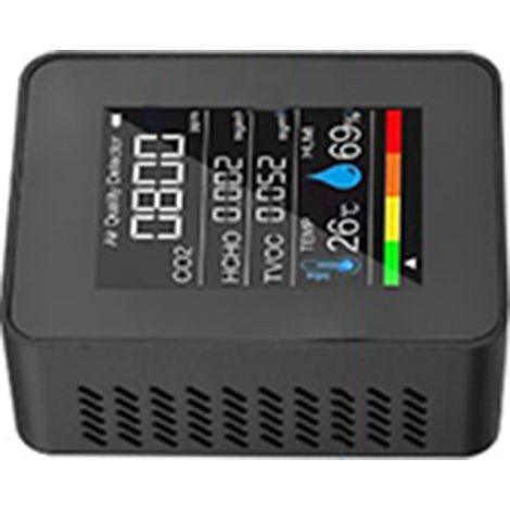 Détecteur multifonctionnel de dioxyde de carbone NDIR, détecteur de formaldéhyde PM2.5, de température et d'humidité, de qualité de l'air, semi-conducteur noir. (1/5)