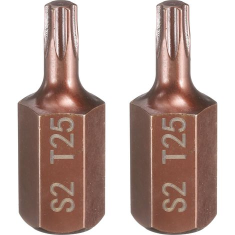 2Pcs T25 Embout de Tournevis Torx 10mm Tige Hexagonale 30mm Longueur Acier S2 Embouts de Tournevis Hexagonaux à Tête Hexagonale à 6 Pans de Sécurité Inviolables (1/5)