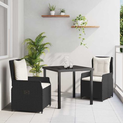 Ensemble de salle à manger pour jardin 3 pcs-Salon de jardin Noir polyrotin 165736 (1/5)