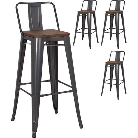 Pollux Kitchen Bar Stool for Home Restaurant x 4 - Metallic Grey (1/5)