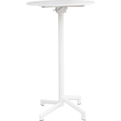 Table ronde haute Ø60 cm de la barre extérieure et des pubs avec structure et haut en acier Vegas White