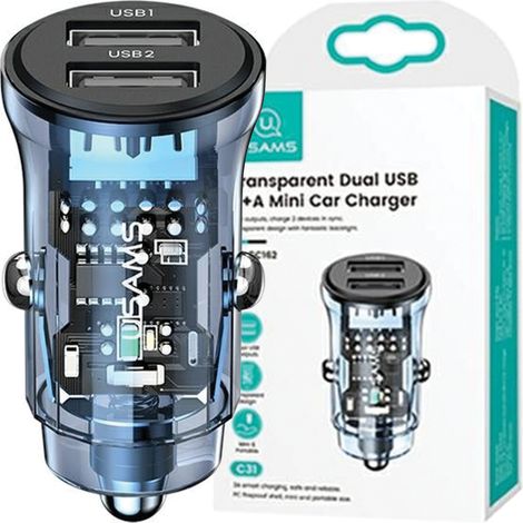 USAMS Autoladegerät C31 3A 2xUSB-AFast Charge blau/blau CC162CC02 (US-CC162)