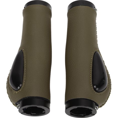 Poignées de vélo en cuir artificiel, coussinets de paume en silicone liquide, protection de guidon absorbant les chocs, accessoires de vélo, vert olive (1/5)