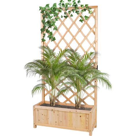 Dorothy - Fioriera in legno di cedro impregnato con spalliera H180 cm - natural oak (1/5)
