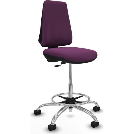 Taburete Elche CP similpiel morado base cromada ruedas 65mm nailon