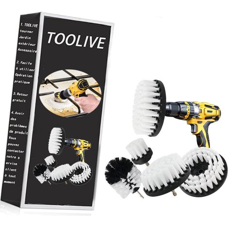 Bohrmaschinen-Reinigungsbürste, 5 Stück, Bohrbürste für Auto, Fliesen, Teppich, Badewanne, Küche, WC, weiß (1/5)