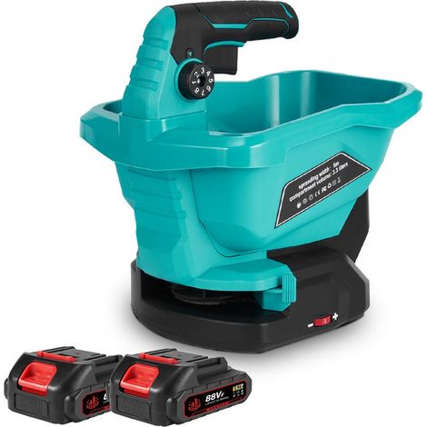 Onevan – Épandeur d'engrais portable 3,3 L – Réglage de vitesse 6 niveaux – Largeur d'épandage 5 m – Couvre jusqu'à 800 m² avec 2 batteries 2.0Ah (1/5)
