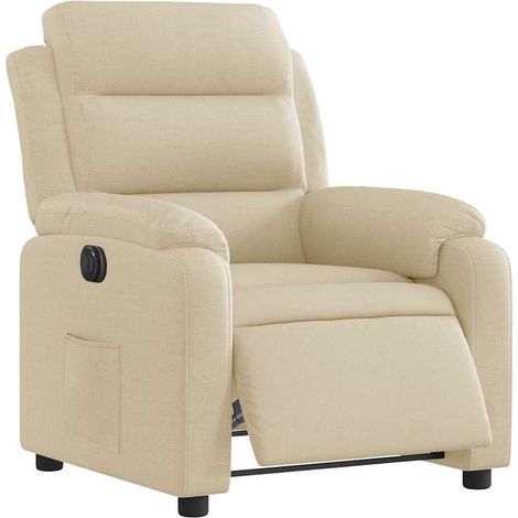 vidaXL Poltrona Elettrica Reclinabile Crema in Tessuto