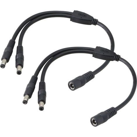 12V DC 5.5/2.1mm splitter power cable, 1 plug to 2 sockets (1/4)